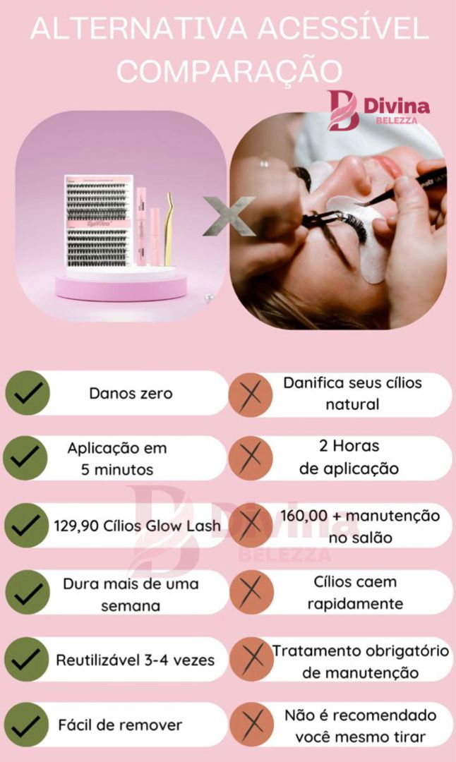 Cílios Glow Lash DC - Volume Deslumbrante em Casa